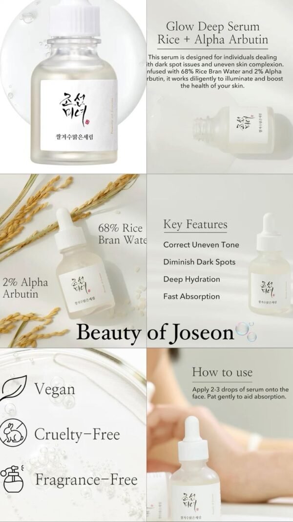 Beauty of Joseon Glow Deep Serum - Face Serum for Glowing Skin Rice + Arbutin 30ml