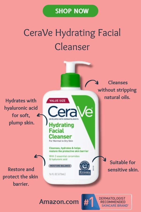 CeraVe Hydrating Cleanser For Normal To Dry Skin With Hyaluronic Acid 236ml || 473ml