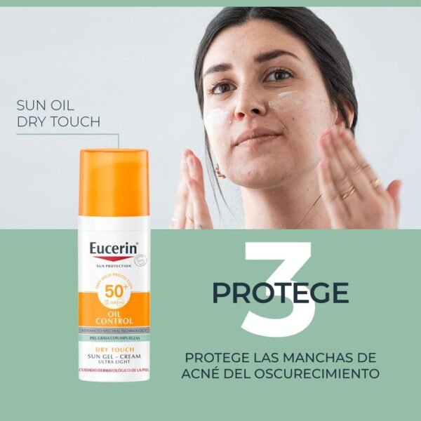 Eucerin Oil Control Sun Gel-Cream Dry Touch SPF50+,Fast-Absorbing Sunscreen with UV Filter 50ml